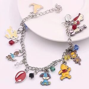 Winnie the Pooh Charm Bracelet - Silver with Multicolor Charms